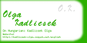 olga kadlicsek business card